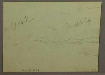 Rajz, Felhős égbolt, domboldal, 1870 alkotó: Frederic Edwin Church