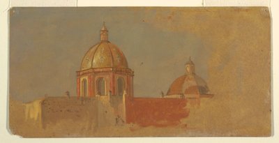 Rajz, Kolumbia vagy Ecuador, templomtetők, 1853 vagy 1857 alkotó: Frederic Edwin Church
