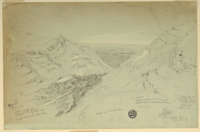 Rajz, Damaszkusz távoli látképe, Szíria, 1868. május 2. alkotó: Frederic Edwin Church