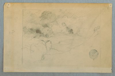 Rajz, Sangay vulkán kitörésének távoli látképe, Ecuador, 1857-62 alkotó: Frederic Edwin Church