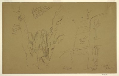 Rajz, El Khasnesh, Petra Jordánia, 1868. február 26. alkotó: Frederic Edwin Church