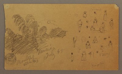 Rajz, Figurák, Holdfényes bambusz, 1865. július alkotó: Frederic Edwin Church