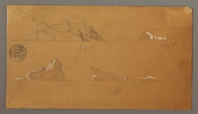 Rajz, Úszó jéghegyek, 1859. július 5. és 6. alkotó: Frederic Edwin Church