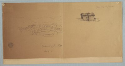 Rajz, Guaranda kapuja és részleges látképe, Ecuador, 1857. június 3. alkotó: Frederic Edwin Church