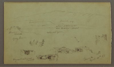 Rajz, Hill Range Across Plain, romok, 1868. április 28. alkotó: Frederic Edwin Church