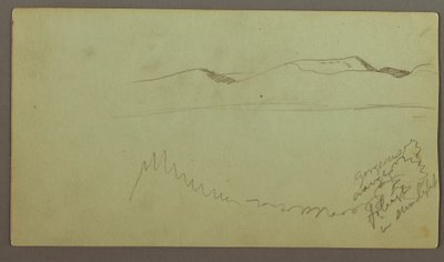 Rajz, Dombvidék egy síkságon át, valószínűleg 1868 alkotó: Frederic Edwin Church
