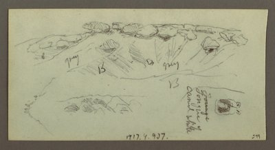 Rajz, Hegycsúcsok sziklákkal, valószínűleg 1868 alkotó: Frederic Edwin Church