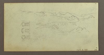Rajz, ló, figura hátulról, fák, valószínűleg 1868 alkotó: Frederic Edwin Church
