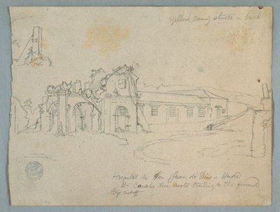 Rajz, Hospital de San Juan de Dios, Honda, Kolumbia, 1853 alkotó: Frederic Edwin Church