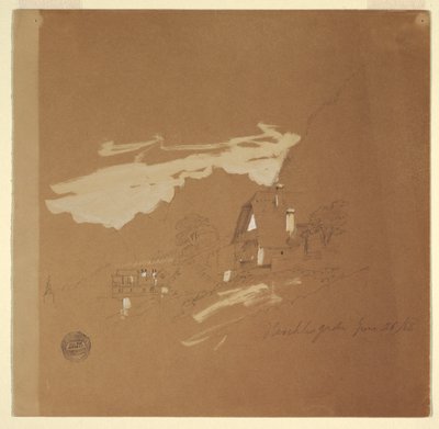 Rajz, házak Berchtesgaden közelében, Bajorország, 1868. július 26. alkotó: Frederic Edwin Church