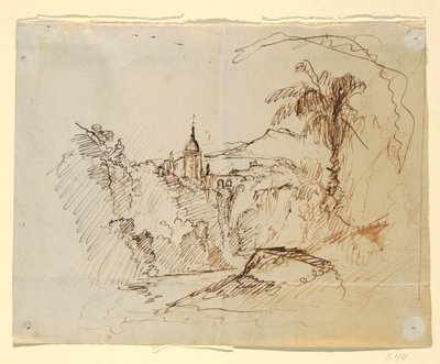 Rajz, Képzeletbeli táj, 1865-66 alkotó: Frederic Edwin Church