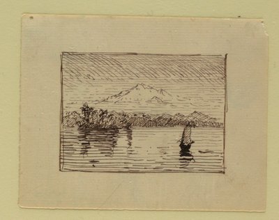 Rajz, Képzeletbeli táj, 1850 körül alkotó: Frederic Edwin Church