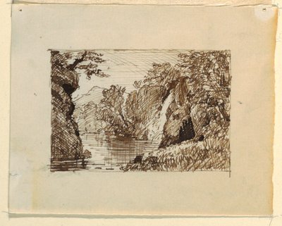 Rajz, Képzeletbeli tájkép, 1870-73 körül. alkotó: Frederic Edwin Church