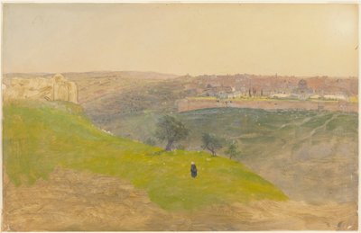 Rajz, Jeruzsálem az Olajfák hegyéről, 1868. március alkotó: Frederic Edwin Church