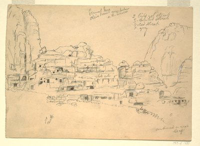 Rajz, Khirbet-en-Nasara, Petra, Jordánia, 1868. február 26. alkotó: Frederic Edwin Church