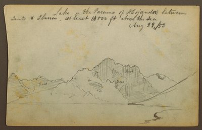Rajz, tó, Mojanda sivatag, Ecuador, 1853. augusztus 29. alkotó: Frederic Edwin Church