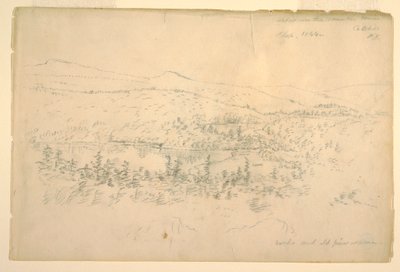 Rajz, tavak a hegyi ház közelében, 1844. szeptember alkotó: Frederic Edwin Church