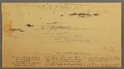 Rajz, Tájképvázlat, Hudson-völgy, New York, 1866. június 30. alkotó: Frederic Edwin Church