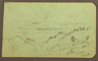 Rajz, tájkép; hátoldal: alak, tájkép, 1883 alkotó: Frederic Edwin Church