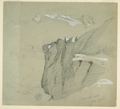 Rajz, Tájkép a Berni-Alpokban, 1868. augusztus 28. alkotó: Frederic Edwin Church