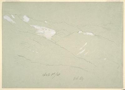 Rajz, Tájkép a Berni-Alpokban, Bel Alp közelében, Svájc, 1868 szeptembere alkotó: Frederic Edwin Church