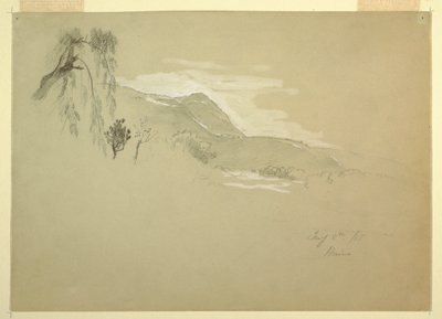 Rajz, Tájkép Huino közelében, Mexikó, 1885. január 8. alkotó: Frederic Edwin Church