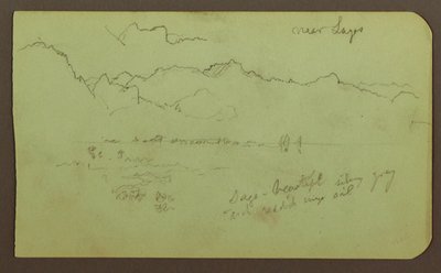 Rajz, Tájkép "Lagos közelében"; hátoldal: Tájkép, 1883 alkotó: Frederic Edwin Church