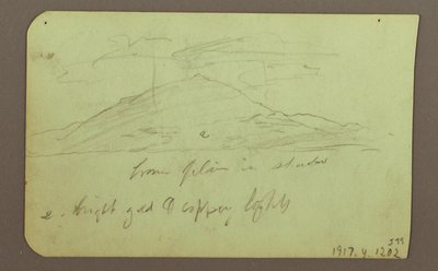 Rajz, Tájkép felhőkkel; hátoldalon: Hegy, 1883 alkotó: Frederic Edwin Church