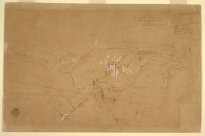 Rajz, Tájkép a Purese-heggyel, Kolumbia, 1853. augusztus 6. alkotó: Frederic Edwin Church