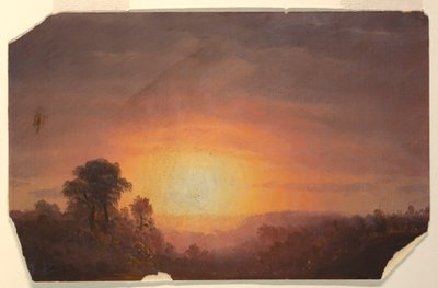 Rajz, Tájkép naplementével, 1860-70 alkotó: Frederic Edwin Church
