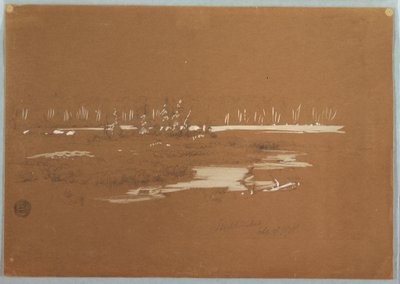 Rajz, Mocsaras táj Millinocket közelében, 1878. szeptember 20. alkotó: Frederic Edwin Church
