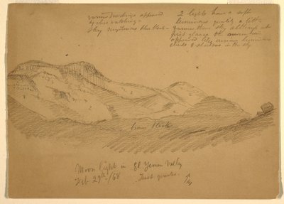 Rajz, Holdfény az El Yumen völgyben, Arábia, 1868. február 29. alkotó: Frederic Edwin Church