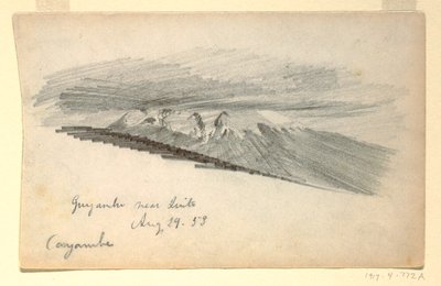 Rajz, Cayambe-hegy, Ecuador, 1853. augusztus 29. alkotó: Frederic Edwin Church
