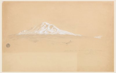 Rajz, Chimborazo hegy az idősebb Pablo Bustamante házából, Riobamba, Ecuador, 1857. július 14. alkotó: Frederic Edwin Church