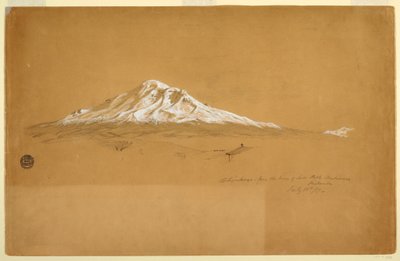 Rajz, Chimborazo hegy az idősebb Pablo Bustamante házából, Riobamba, Ecuador, 1857. július 14. alkotó: Frederic Edwin Church