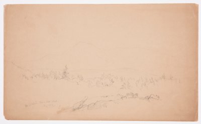 Rajz, "Mount Katahdin nyugatról" [Nyugatról a Katahdin hegy felé nézve], 1852. augusztus alkotó: Frederic Edwin Church