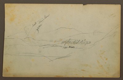 Rajz, Hegyvidéki táj, Kolumbia vagy Ecuador, 1853 alkotó: Frederic Edwin Church