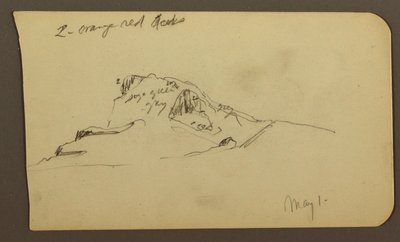 Rajz, Hegycsúcs; hátoldal: Sziklás hegység, 1885. május 1. alkotó: Frederic Edwin Church