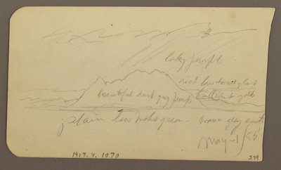 Rajz, Hegycsúcs; hátoldal: Sziklás hegység, 1885. május 1. alkotó: Frederic Edwin Church