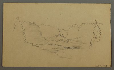 Rajz, Hegycsúcsok, útszéli kegyhely, 1868. augusztus alkotó: Frederic Edwin Church