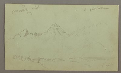 Rajz, Hegycsúcsok, valószínűleg 1868 alkotó: Frederic Edwin Church