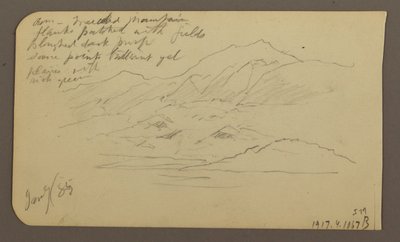 Rajz, Hegyvidék, Toluca; hátoldal: Hegyvidék, Toluca, 1885. január 7. alkotó: Frederic Edwin Church