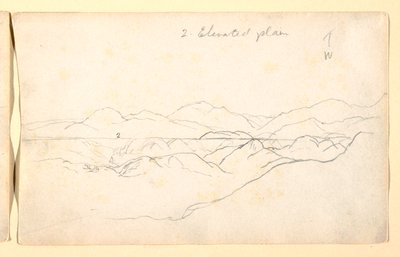 Rajz, Hegyi táj, Kolumbia, 1853 alkotó: Frederic Edwin Church