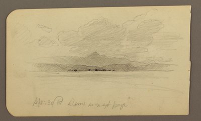 Rajz, Hegyi táj, Toluca; hátoldal: Hegy, Toluca, 1885. április 20. alkotó: Frederic Edwin Church