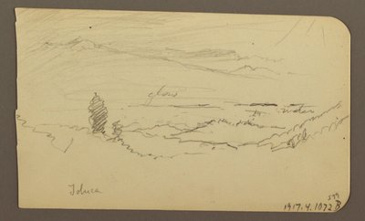 Rajz, Hegyi táj, Toluca; hátoldal: Hegy, Toluca, 1885. április 20. alkotó: Frederic Edwin Church