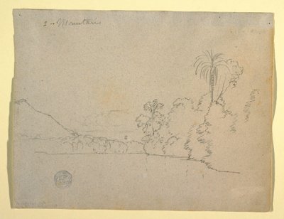 Rajz, Egy öböl hegyes partja, Dél-Amerika, 1853 alkotó: Frederic Edwin Church