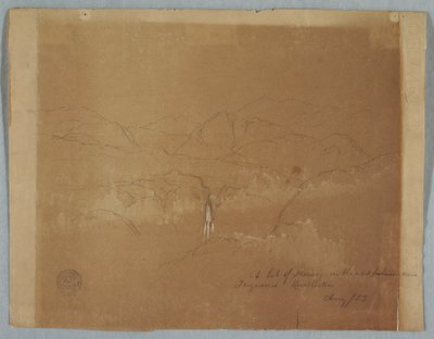Rajz, Hegyvidéki táj vízeséssel, Tuquerres közelében, Kolumbia, 1853. augusztus alkotó: Frederic Edwin Church