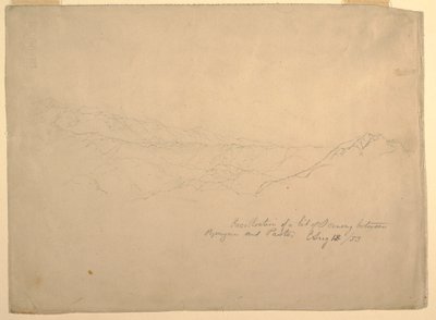 Rajz, Hegyvidéki táj Popayan és Pasto között, Kolumbia, 1853. augusztus 13. alkotó: Frederic Edwin Church