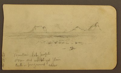 Rajz, Hegyek; hátoldal: Foothills amp; Mountain Range, 1885. december 21. alkotó: Frederic Edwin Church