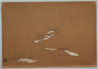 Rajz, Szűk hegyi völgy, vízeséses patakkal Ysapan közelében, Ecuador, 1857. július 12. alkotó: Frederic Edwin Church